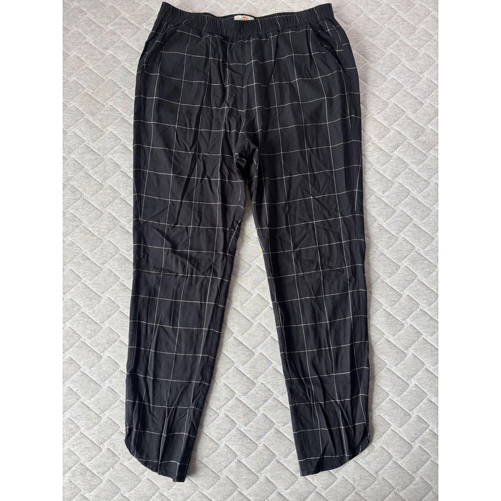 Marine Layer Pants Womens Medium Black Windowpane‎ Check Ankle Crepe Pull On